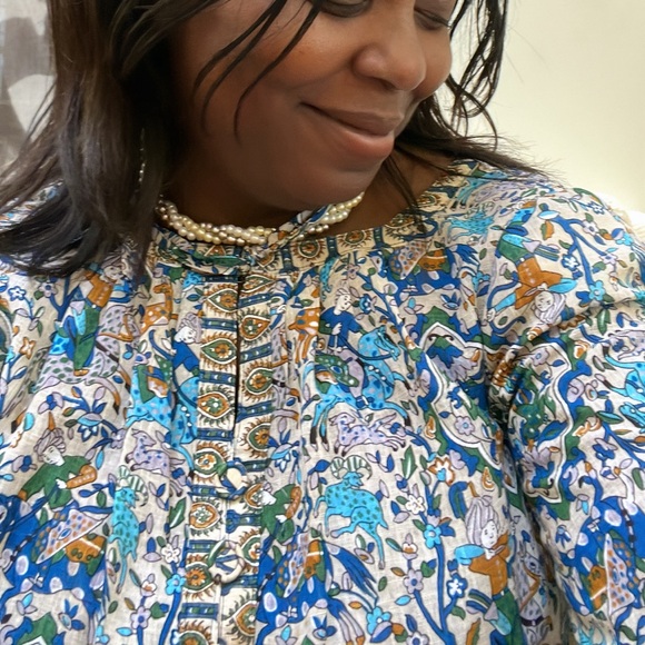 60s sky blue Turkish horseman oriental design a line short sleeve doll dress - Picture 15 of 16